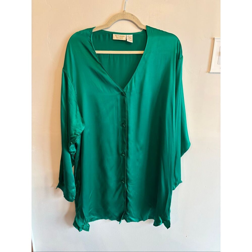 Victoria’s Secret Vintage Silk Nightgown Emerald Green Size L Gold Label